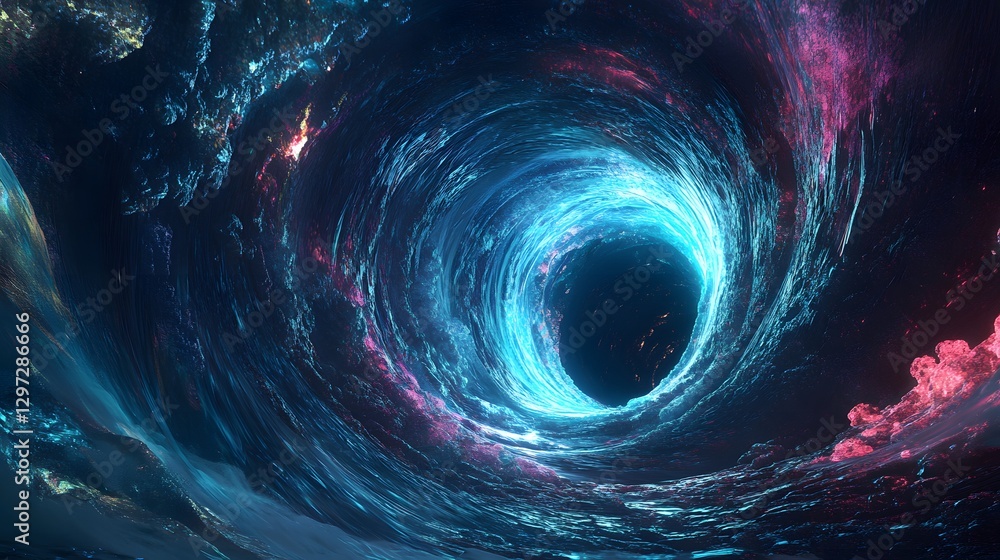 Fluorescent swirls in a dark futuristic setting Fluorescent swirls in a dark futuristic setting