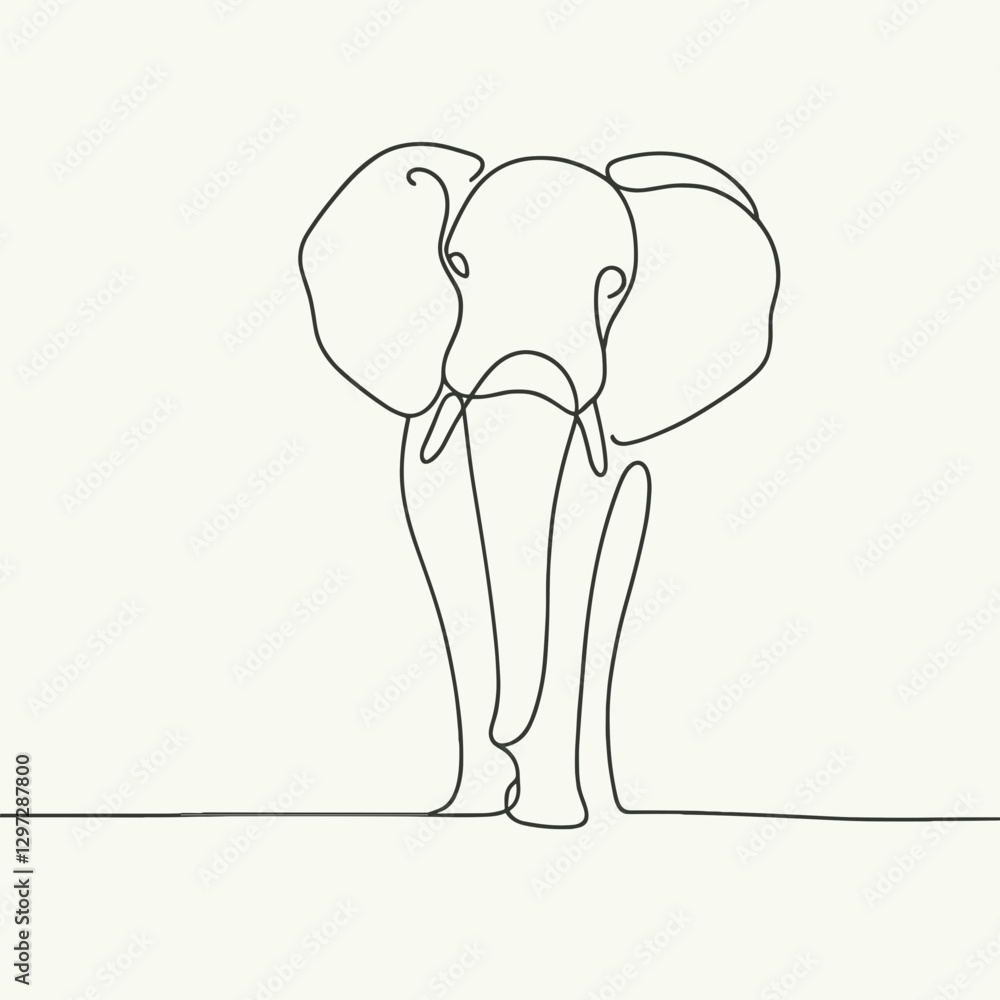 Fototapeta premium Elephant line drawing, minimalist wildlife illustration