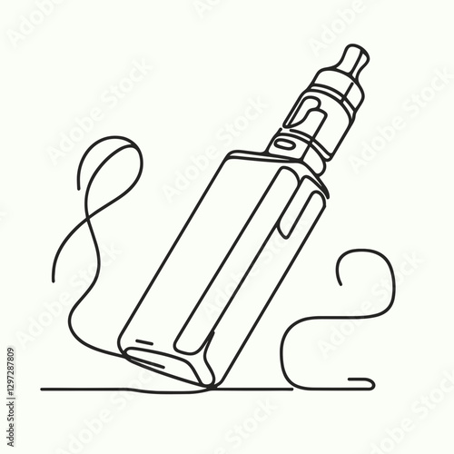 Vape pen line drawing, minimal electronic smoking device
