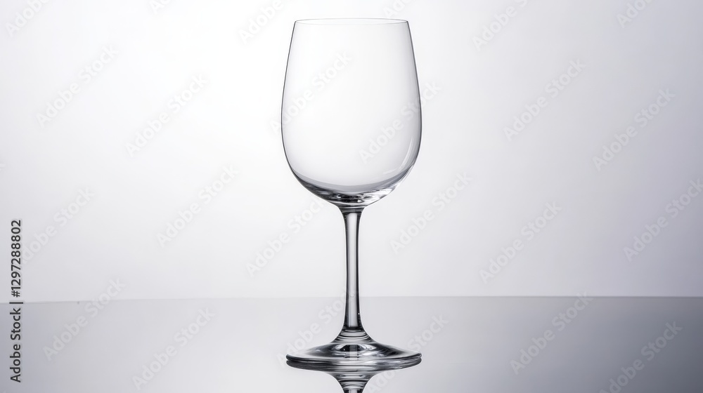 Fototapeta premium Elegant empty wine glass on a reflective surface in a minimalistic setting