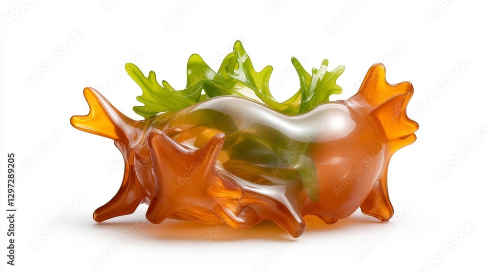 Artistic Plastic Bag with Abstract Organic Shapes and Lettuce Leaves. Generative AI Artistic Plastic Bag with Abstract Organic Shapes and Lettuce Leaves. Generative AI