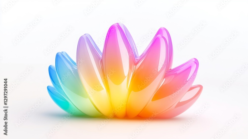 Fototapeta premium Colorful Sensory Toy Shaped Like a Lotus Flower with a Rainbow Gradient. Generative AI