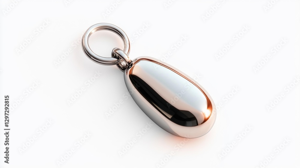 Elegant chrome keychain with a melting effect and polished surface isolated on white background. Generative AI Elegant chrome keychain with a melting effect and polished surface isolated on white background. Generative AI