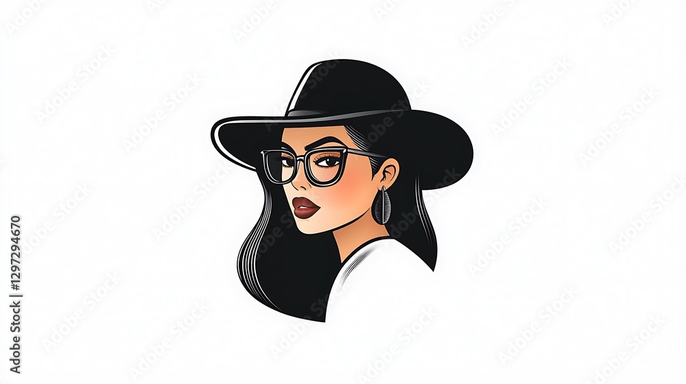 Stylish Woman in Fedora, Digital Illustration AI Generated Stylish Woman in Fedora, Digital Illustration AI Generated