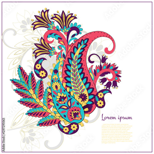 Paisley Floral oriental ethnic Pattern. Vector Damask Ornament