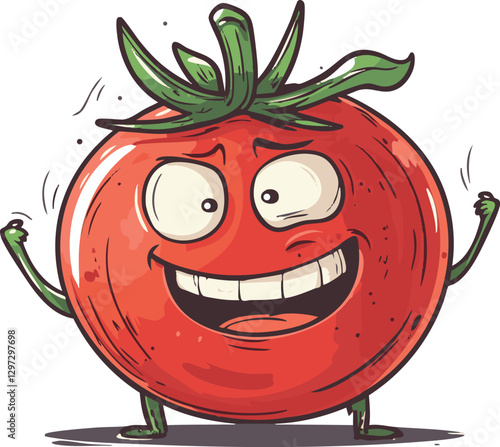 illustration of red tomato with face with a smile