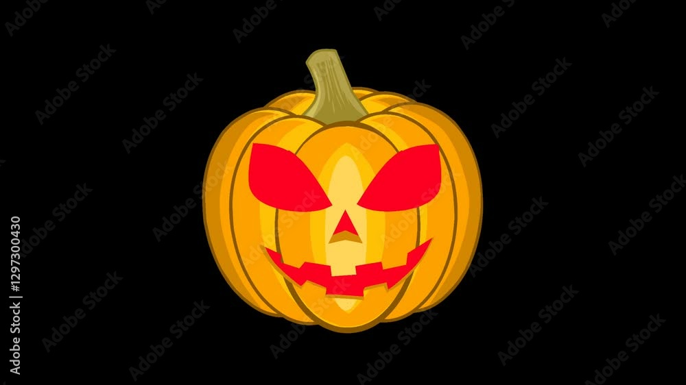 Animation of pumpkin head jumpscare. The main symbol of the Happy Halloween holiday. Orange pumpkin with smile for your design for the holiday Halloween. Animation of pumpkin head jumpscare. The main symbol of the Happy Halloween holiday. Orange pumpkin with smile for your design for the holiday Halloween.