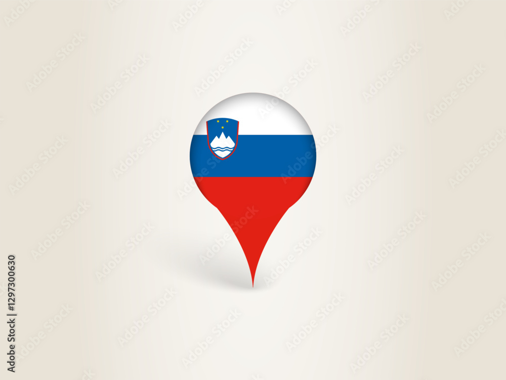 Pin Icon with Slovenia National Flag. Pin Icon with Slovenia National Flag.