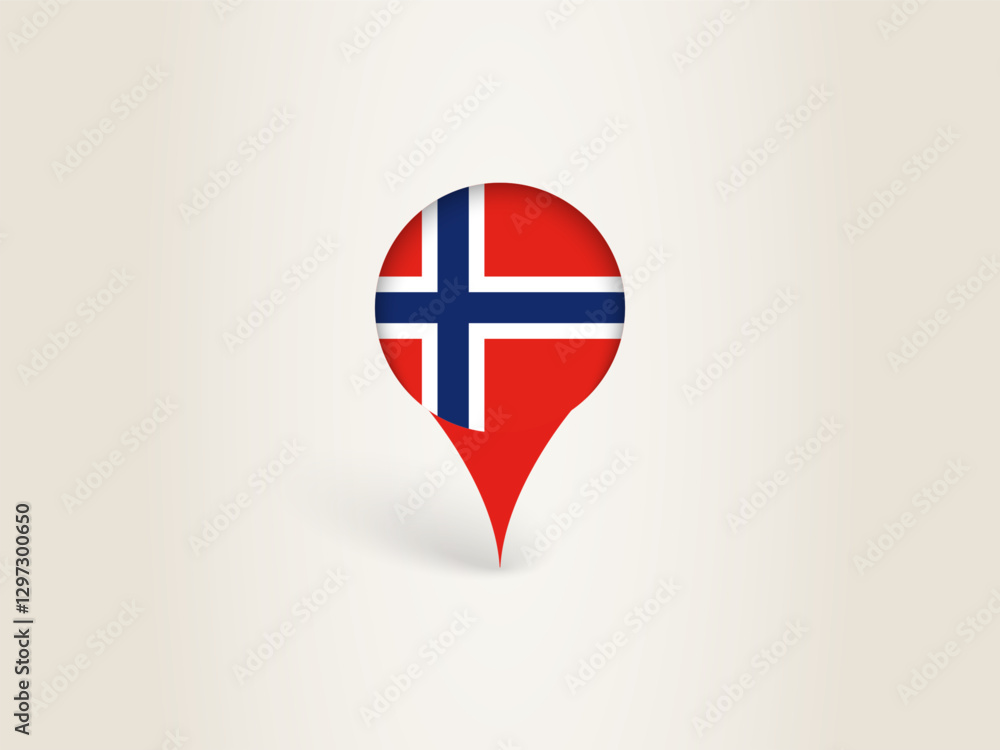 Naklejka premium Pin Icon with Norway National Flag.
