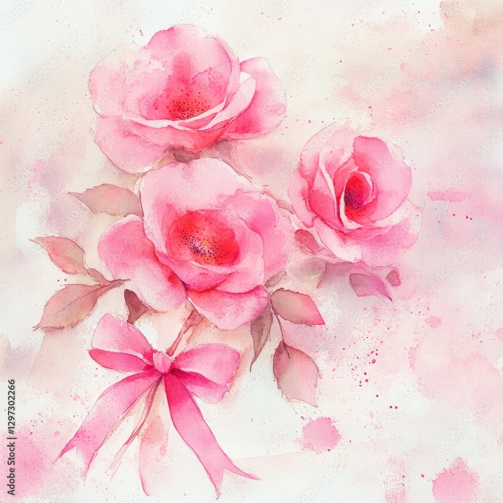 Pink Roses with Ribbon Pink Roses with Ribbon
