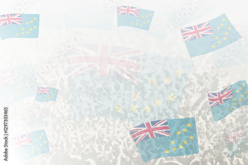 Celebratory Crowd with Tuvalu Flags Background