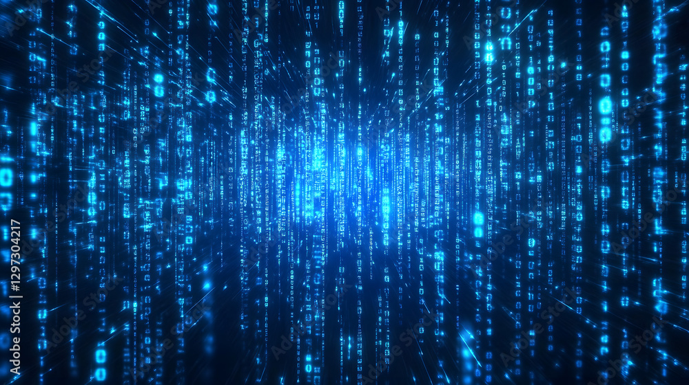 Protecting data and networks online is essential. This image shows a blue background with fast internet speeds and binary code, representing the complex world of cybersecurity. Protecting data and networks online is essential. This image shows a blue background with fast internet speeds and binary code, representing the complex world of cybersecurity.