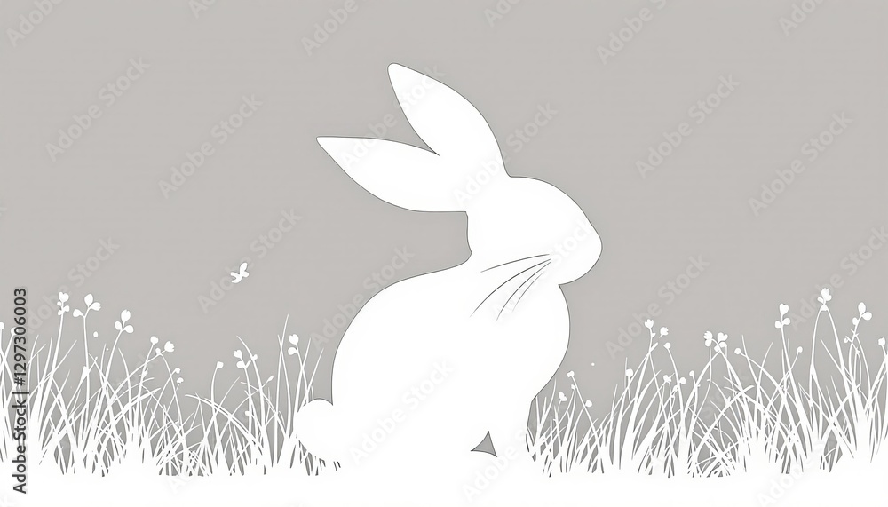 Obraz premium Easter Bunny. A sleek, minimal silhouette with smooth lines and a neutral palette