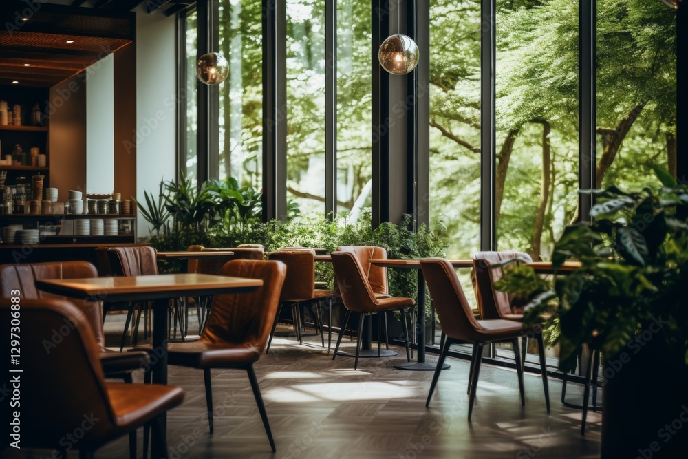 Fototapeta premium Interior of a modern empty cafe