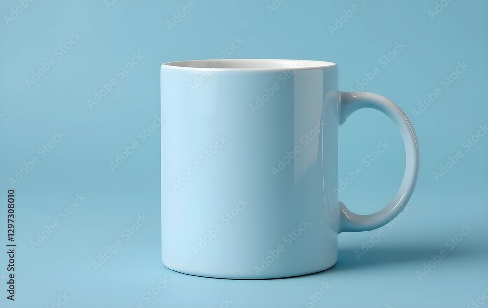 Obraz premium Blank Ceramic pastel blue, Mug Mockup for Custom Design, Sky Blue shiny coffee mug mockup, mug mockup, soft blue cup 