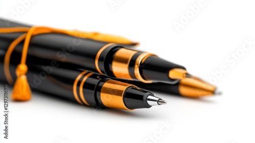 Graduation-Themed Pen Set Isolated on White Background. Generative AI photo