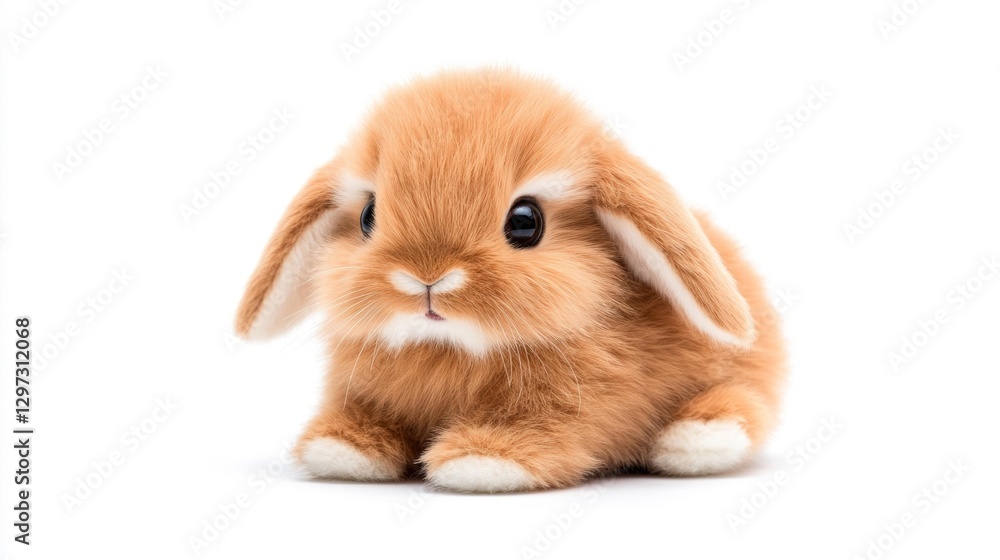 Soft Plush Bunny with Floppy Ears and Gentle Expression Isolated on White Background. Generative AI Soft Plush Bunny with Floppy Ears and Gentle Expression Isolated on White Background. Generative AI