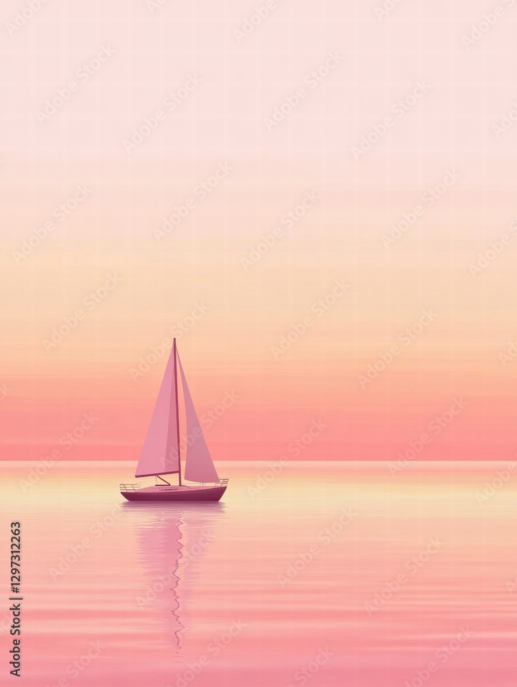 Sailing on calm waters at sunset with vibrant hues reflecting in the serene landscape. Generative AI Sailing on calm waters at sunset with vibrant hues reflecting in the serene landscape. Generative AI