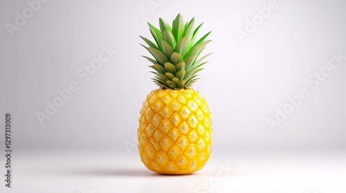 Vivid and Tropical Pineapple with a Lush Green Crown on White Isolated Background. Generative AI photo