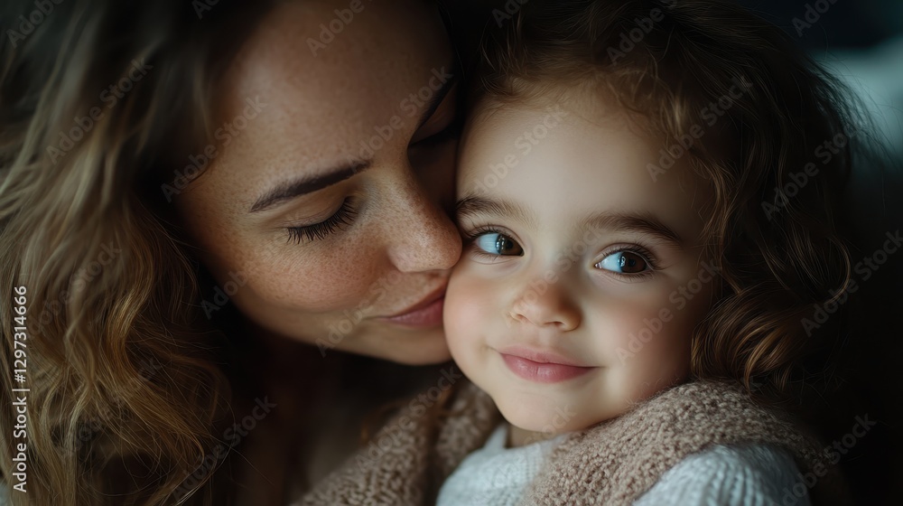 A tender moment captured between a loving mother and her daughter, highlighting their joyful bond and affection showcased through their warm smiles and gentle closeness. A tender moment captured between a loving mother and her daughter, highlighting their joyful bond and affection showcased through their warm smiles and gentle closeness.