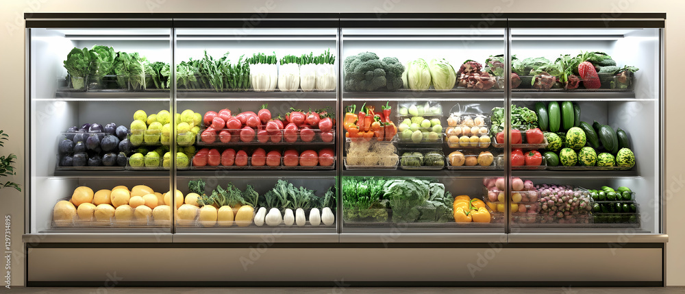 custom made wallpaper toronto digitalFruits and vegetables in a supermarket refrigerated shelf -