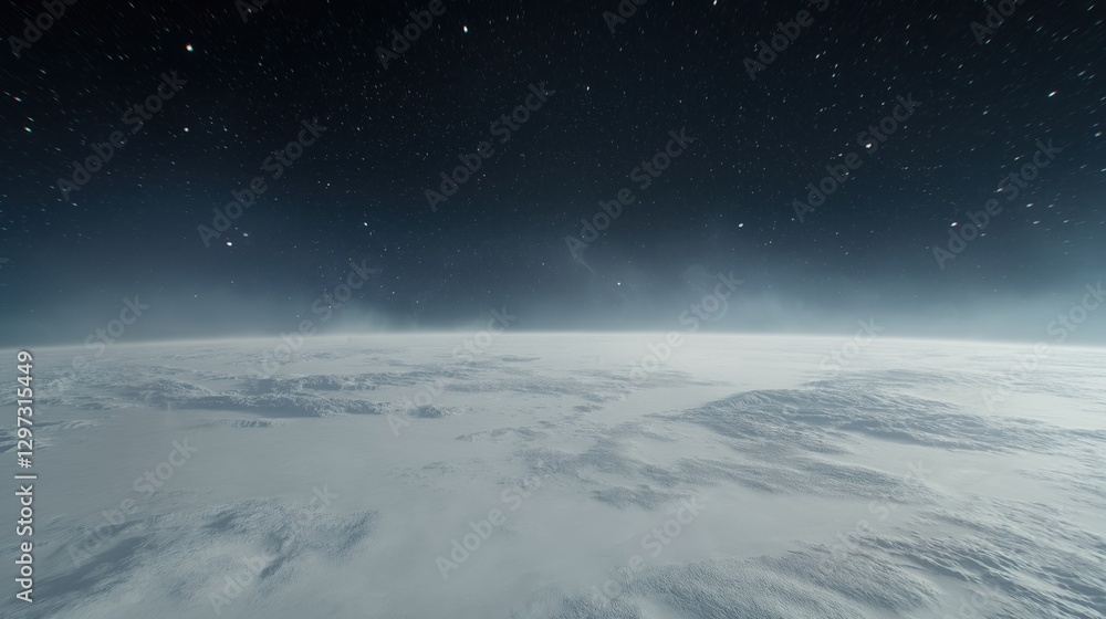 Naklejka premium Breathtaking top view of Canada's landscape illuminated by stars, highlighting natural beauty under the quiet night