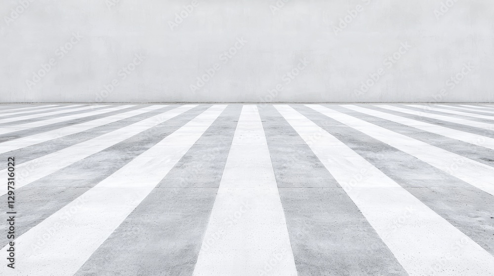 Fototapeta premium Empty Gray Concrete Floor with White Stripes. Possible use Interior design background