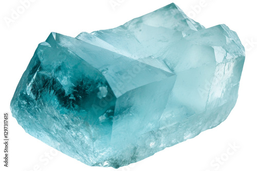 Natural aquamarine crystal isolated, AI generated  .