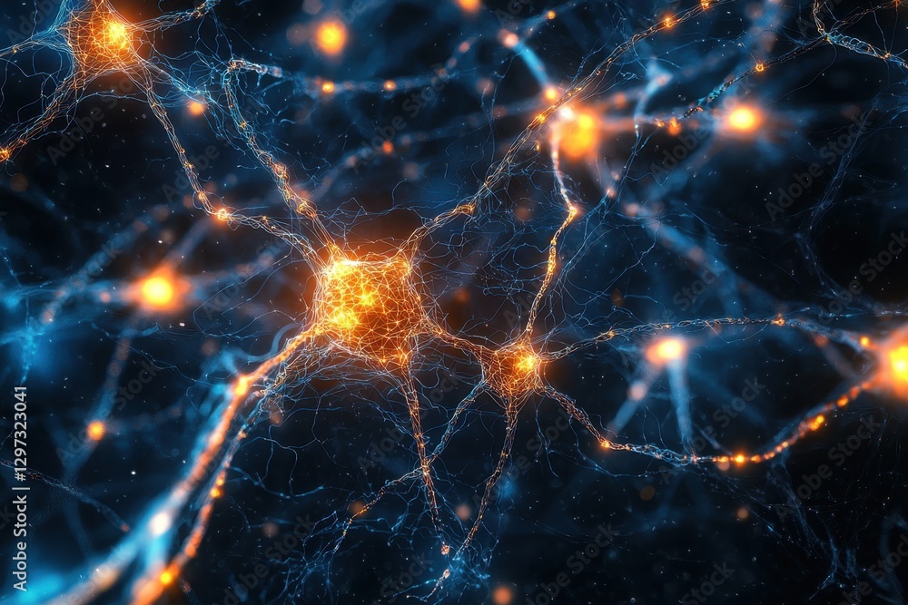 Digital brain with illuminated neuron pathways and vibrant data signals Digital brain with illuminated neuron pathways and vibrant data signals