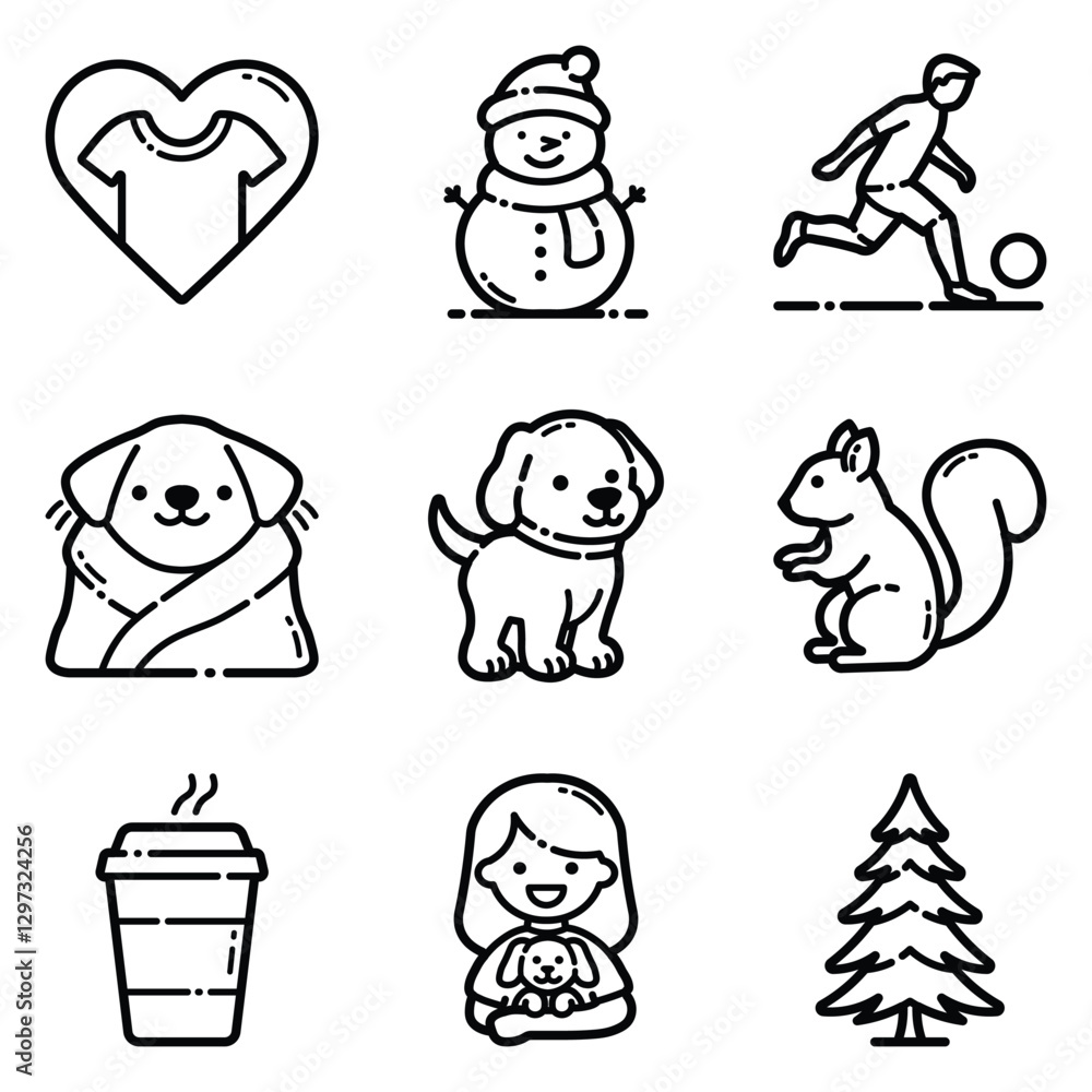 Fototapeta premium Park Flat Icon Set Isolated On White Background
