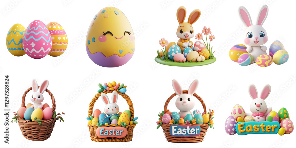 Fototapeta premium Easter transparent plasticine form mockup isolated png with no background.