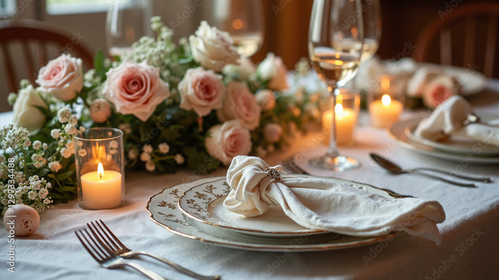Romantic Mother's Day Table Setting: Candlelit Elegance for Restaurant Promotions, Gift Services, and Event Planning Romantic Mother's Day Table Setting: Candlelit Elegance for Restaurant Promotions, Gift Services, and Event Planning