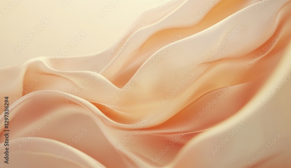 Beige silk fabric drapes, studio shot, soft light, luxury presentation Beige silk fabric drapes, studio shot, soft light, luxury presentation