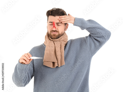 Ill young man with clothesp...