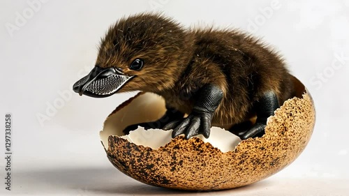 Adorable Platypus Hatchling Emerging from its Egg