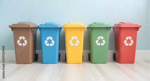 Colorful Recycling Bins for Waste Sorting