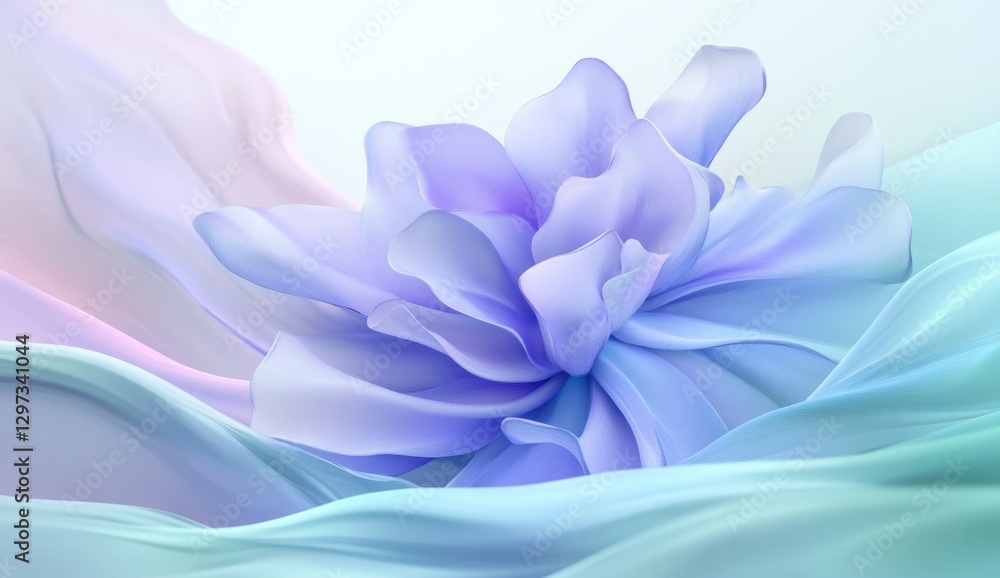Delicate pastel flower in flowing fabric, soft backdrop Delicate pastel flower in flowing fabric, soft backdrop