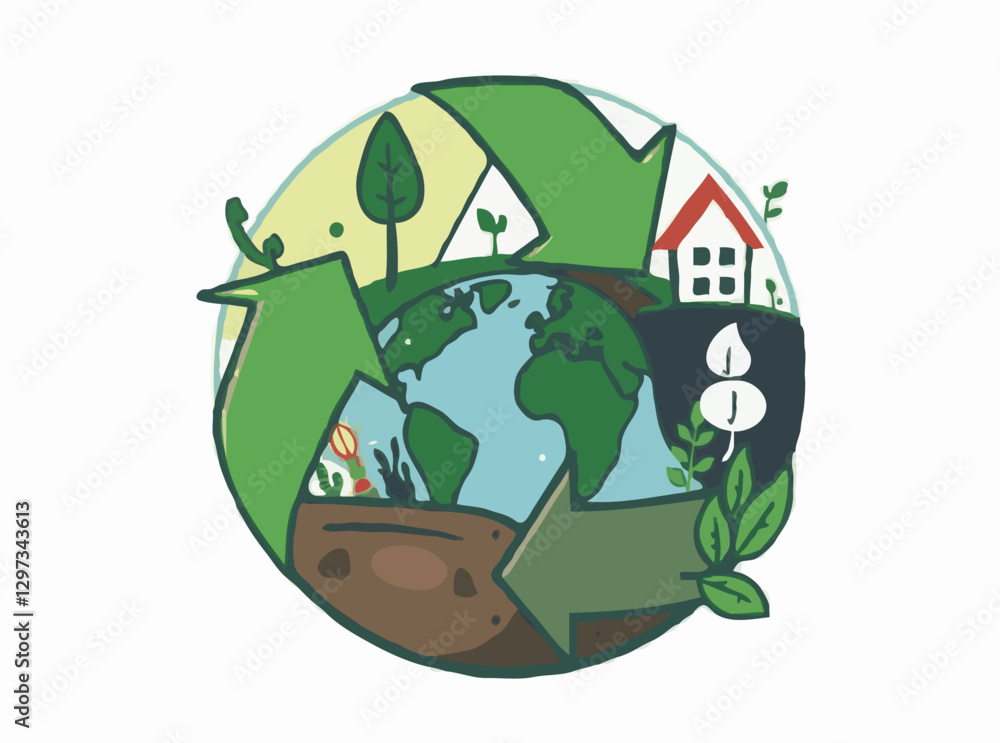 Reduce, Reuse, Recycle: Zero Waste Living Vector Art Reduce, Reuse, Recycle: Zero Waste Living Vector Art