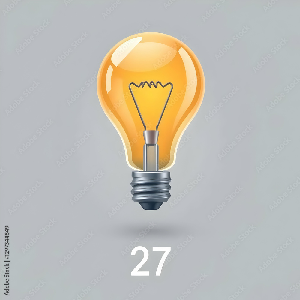 A brightly illuminated light bulb depicted against a gray background A brightly illuminated light bulb depicted against a gray background