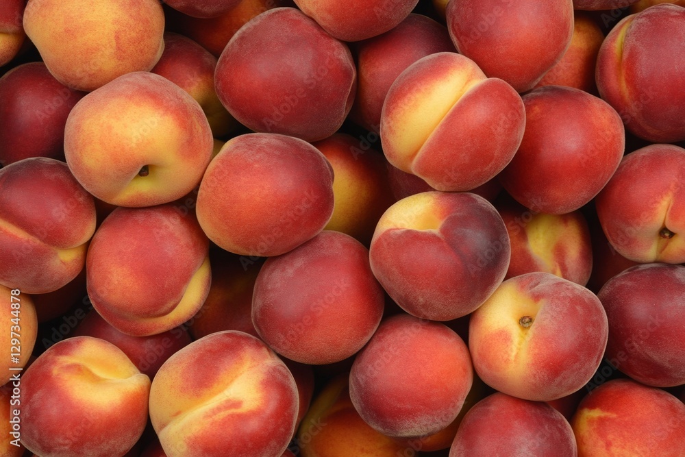 Fresh ripe peaches with vibrant red and yellow skin Fresh ripe peaches with vibrant red and yellow skin