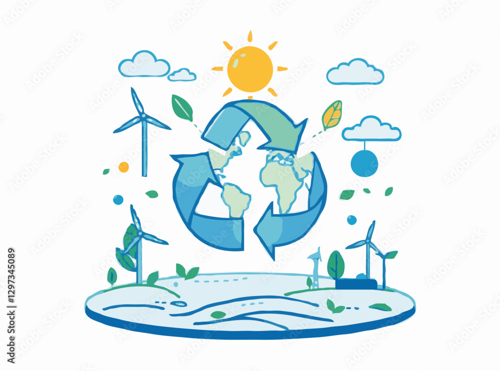 Extreme Weather Patterns: Global Warming Impact Vector Art