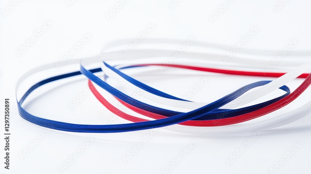Thin Red and Blue Stripes Arranged Over Soft White Background Thin Red and Blue Stripes Arranged Over Soft White Background