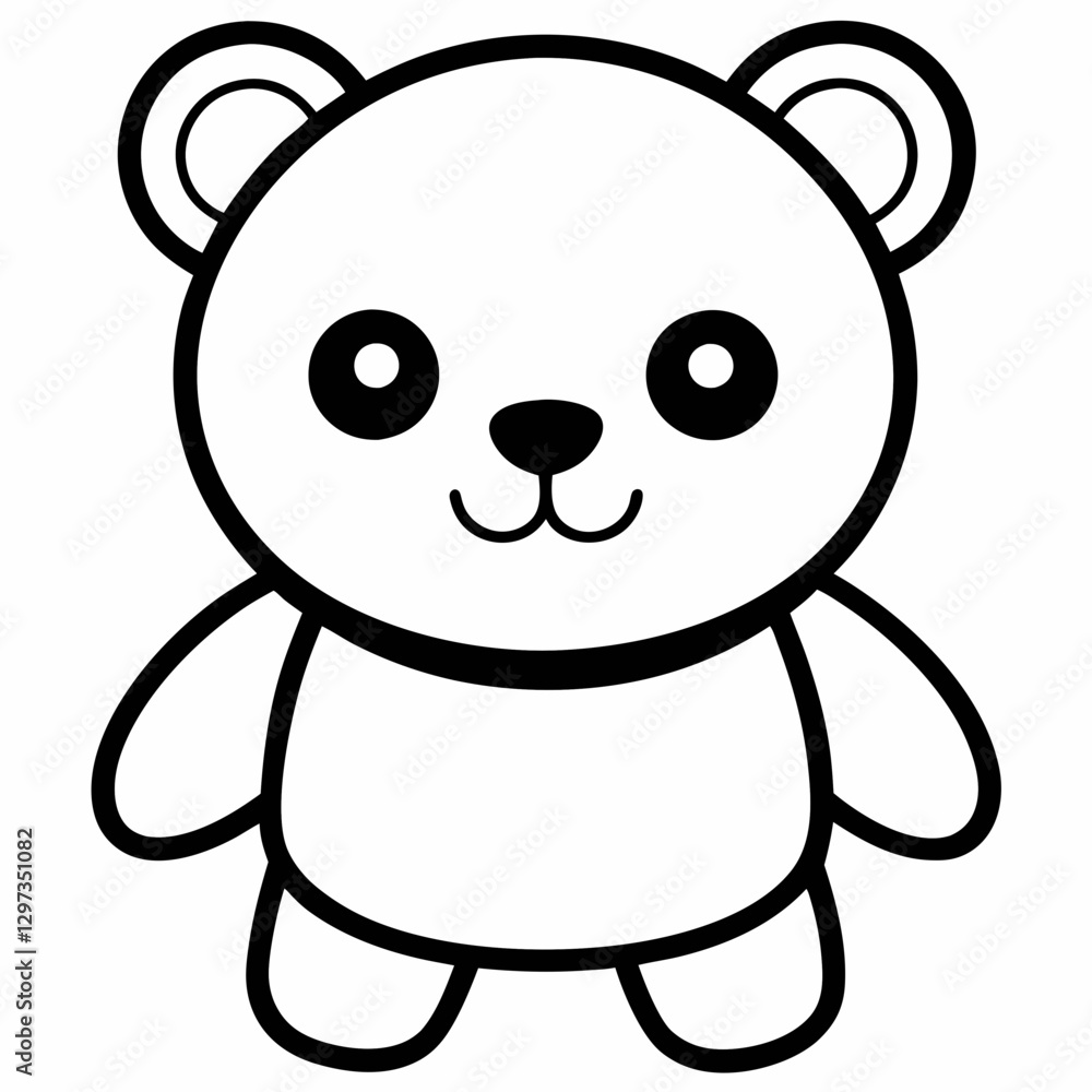a simple illustration of a cute teddy bear with outline a simple illustration of a cute teddy bear with outline