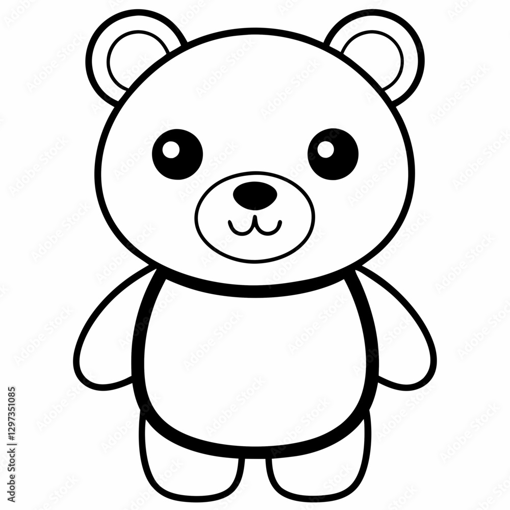 a cute cartoon teddy bear with a sweet face, with dark eyes, small nose and a gentle smile vector illustration a cute cartoon teddy bear with a sweet face, with dark eyes, small nose and a gentle smile vector illustration