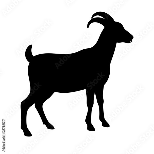 a goat silhouette standing proudly, showcasing its horns and elegant posture. vector illustration