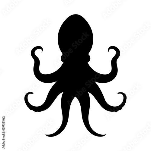 a sleek, black octopus silhouetted against a clear background vector illustration