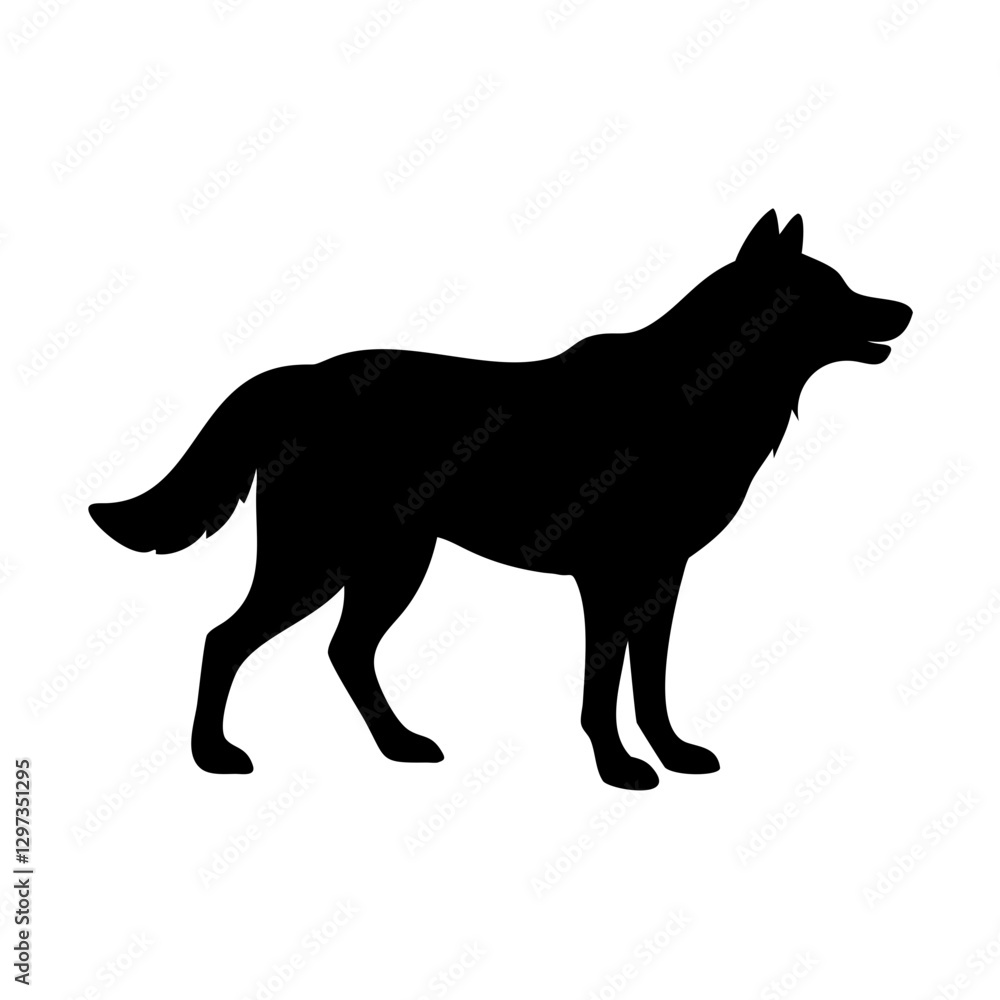 silhouette of a wolf in a side view, isolated on a background vector illustration silhouette of a wolf in a side view, isolated on a background vector illustration