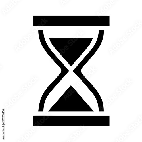 hourglass in black symbolizing the passage of time, sand pouring through the narrow neck, deadlines vector illustration