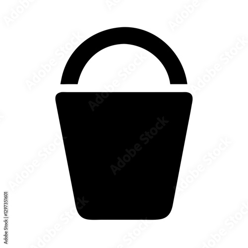 a black bucket icon illustration. This simple design could be useful for many purpose such as water storage, gardening, or cleaning. vector illustration