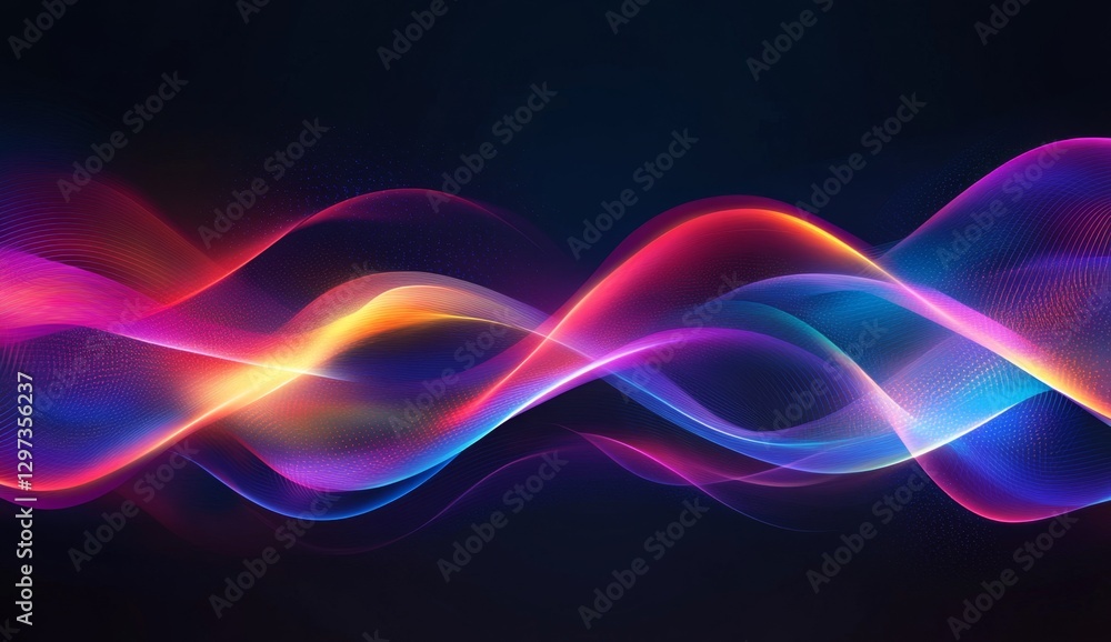 Abstract glowing wave patterns on dark background Abstract glowing wave patterns on dark background
